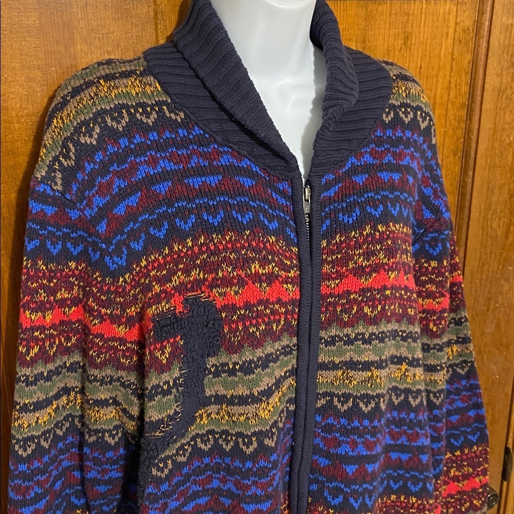The Rail Multi-Color Zip-Front Cardigan Sweater Cotton Blend Shawl Collar Large - Picture 5 of 11